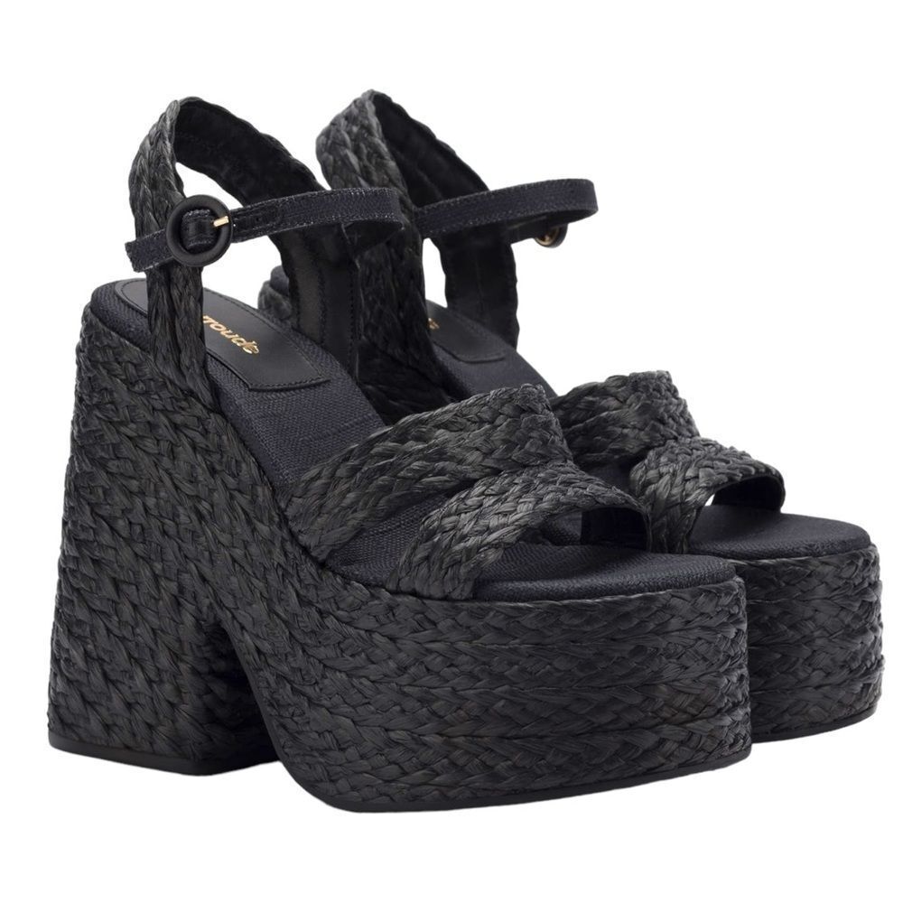 LARROUDE Carmen Platform Sandal in Black Size 10 NEW